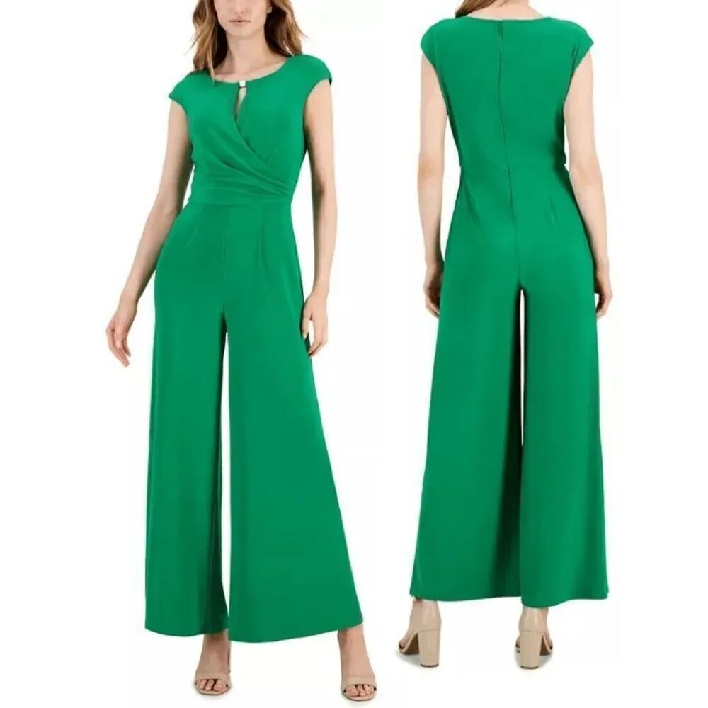 NWT Kasper Women's Maryanne Wide-Leg Pockets Jumpsuit XXL